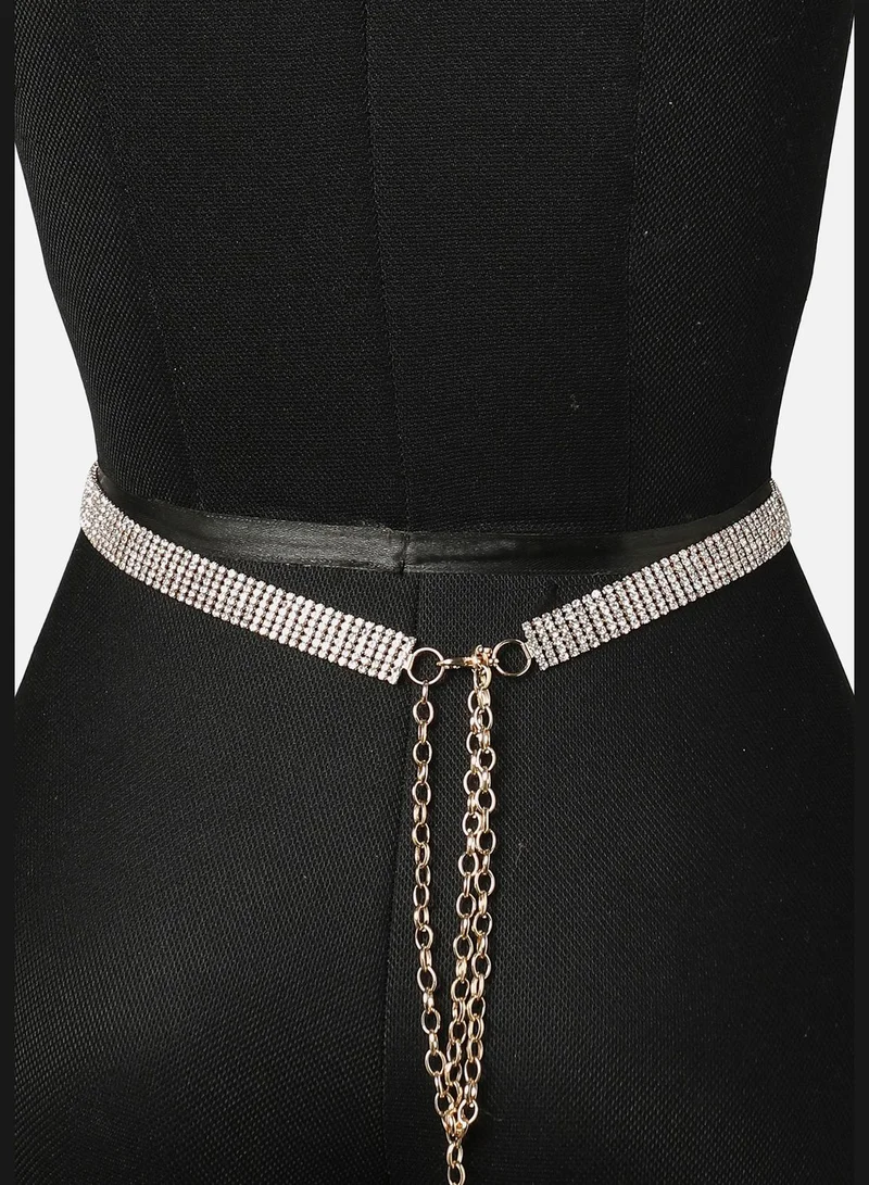Haute Sauce Casual Textured Metal Waist Belt For Women