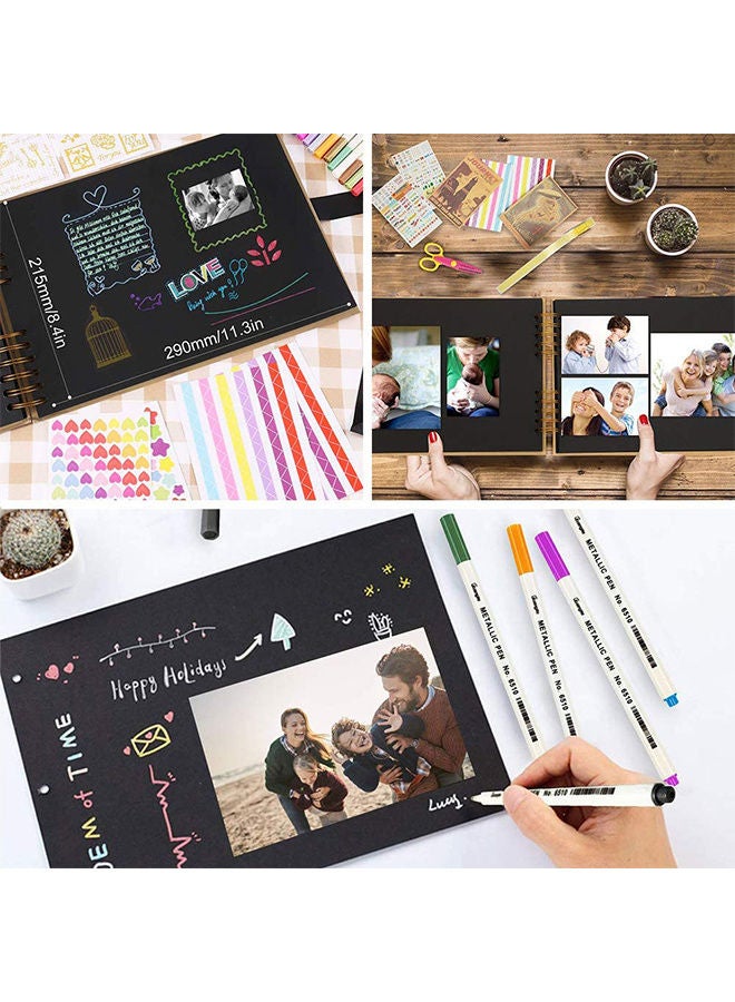 40-Sheets Self Adhesive Photo Album Set Black 21.5x29cm - Image 4