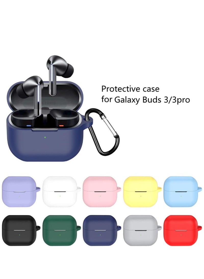 Silicone Case Compatible with Samsung Galaxy Buds 3/3 Pro Protective Cover with Carabiner (Dark Green) - Image 2