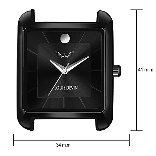 LOUIS DEVIN Stainless Steel Black Plated Chain Analog Wrist Watch for Men (Black Dial) | LD-BK057-BLK-CH - Image 4