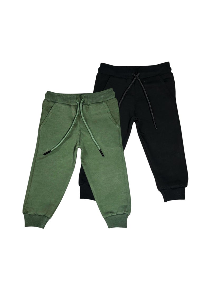 Baby Co. Olive green & Black kids sweatpants (2 pack) 