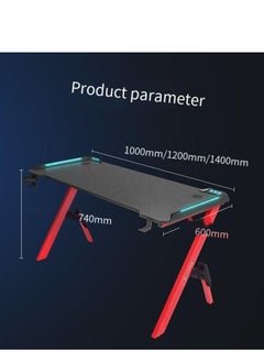 PENG GENERAL Z Shaped Gaming Desk with Cup Holder Headphone Hook, Modern Home Office Computer Desk with Light 140x60x73cm  - Image 3