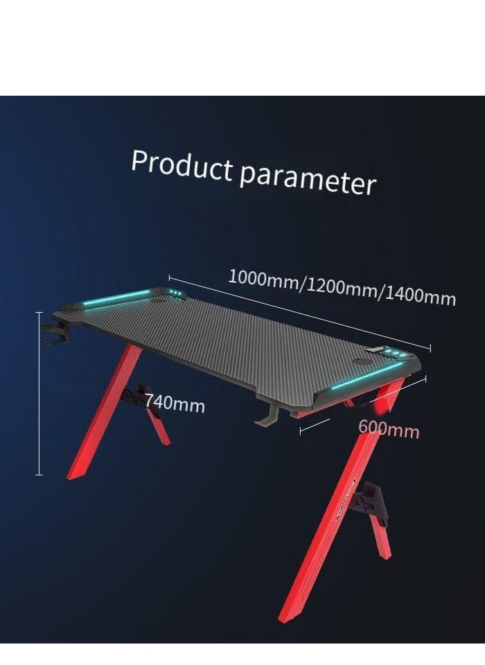 PENG GENERAL Z Shaped Gaming Desk with Cup Holder Headphone Hook, Modern Home Office Computer Desk with Light 140x60x73cm  - Image 3