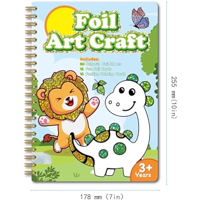 CAPSTRO FOIL ART CRAFT STICKER BOOK  ANIMAL MAGIC ART ALBUM | 16 FOIL & 16 COLORING PAGES + 80 FOIL SHEETS & BAMBOO STICK | DIY FOIL PICTURE ART KIT FOR KIDS AGE 3+ | CREATIVE GIFT FOR BOYS & GIRLS - Image 4