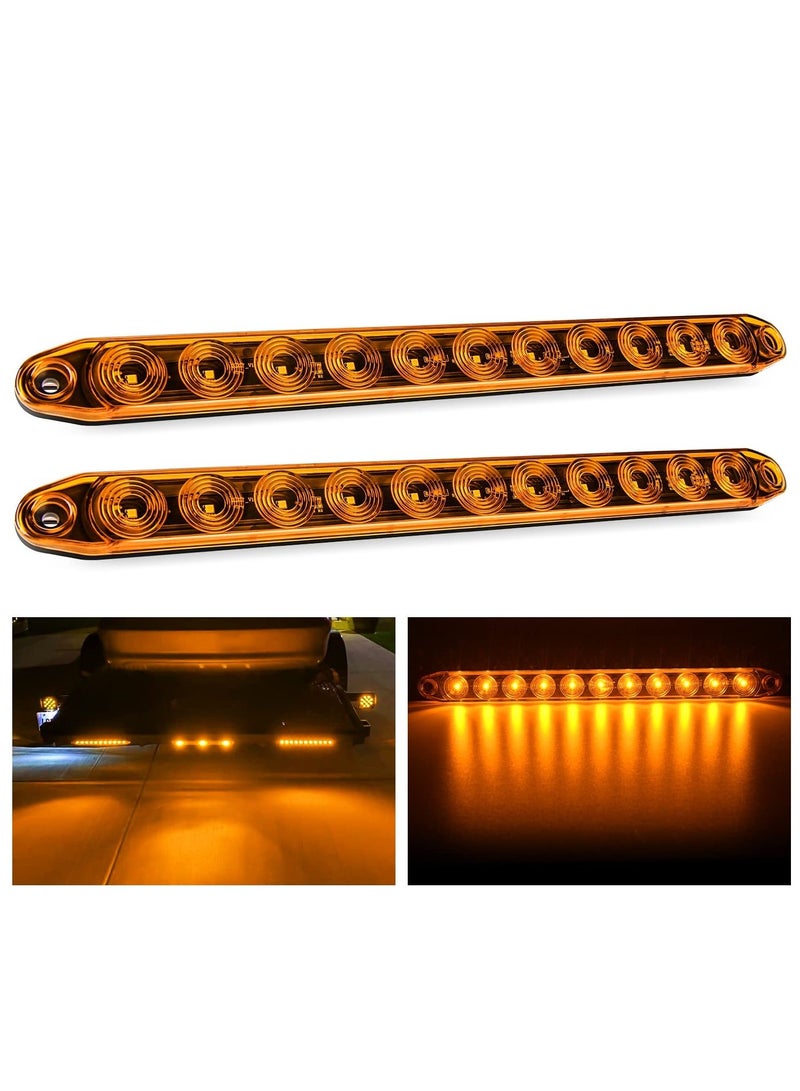 2 Pack 16Inch 11 LED Amber Trailer Marker ID Bar Stop Brake Turn Signals Tail Light 12V LED Trailer Lights IP67 Waterproof for Truck Trailer Camper - Image 1