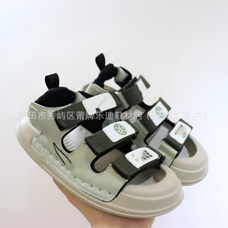 Pu Children'S Shoes New Nk Three-Pole Boys And Girls Hook-And-Loop Sandals Anti-Kick Summer Beach Shoes Korean-Style Sandals - Image 1