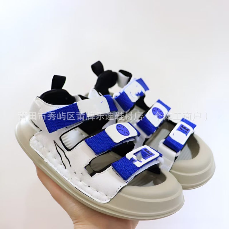 Pu Children'S Shoes New Nk Three-Pole Boys And Girls Hook-And-Loop Sandals Anti-Kick Summer Beach Shoes Korean-Style Sandals - Image 4