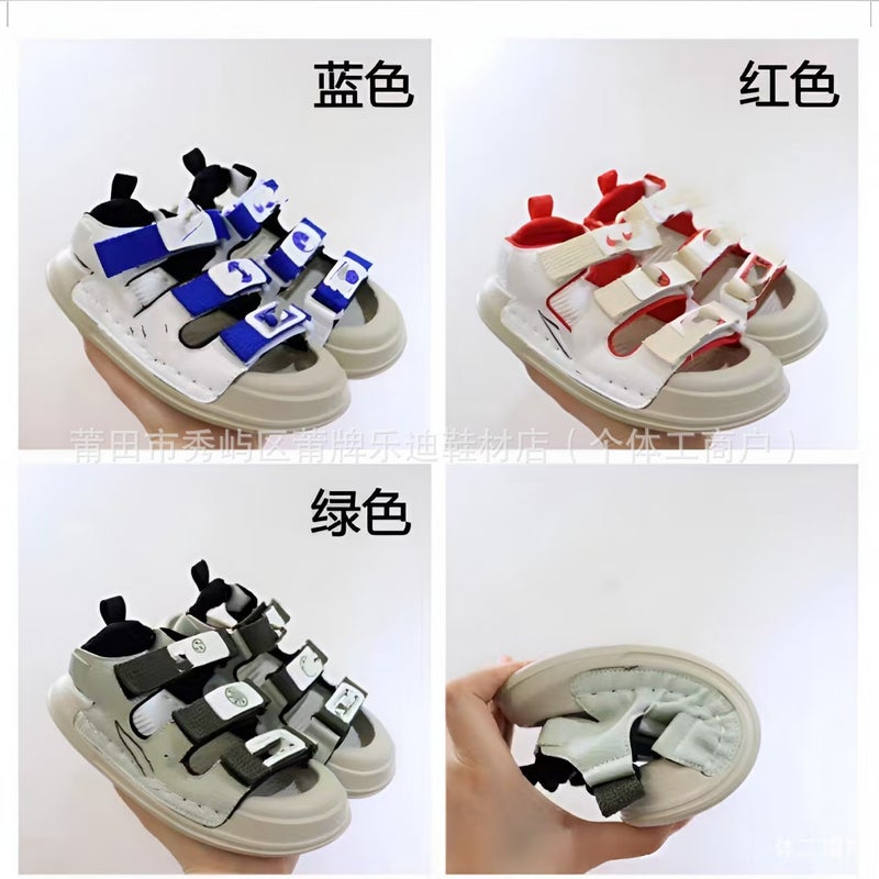 Pu Children'S Shoes New Nk Three-Pole Boys And Girls Hook-And-Loop Sandals Anti-Kick Summer Beach Shoes Korean-Style Sandals - Image 2
