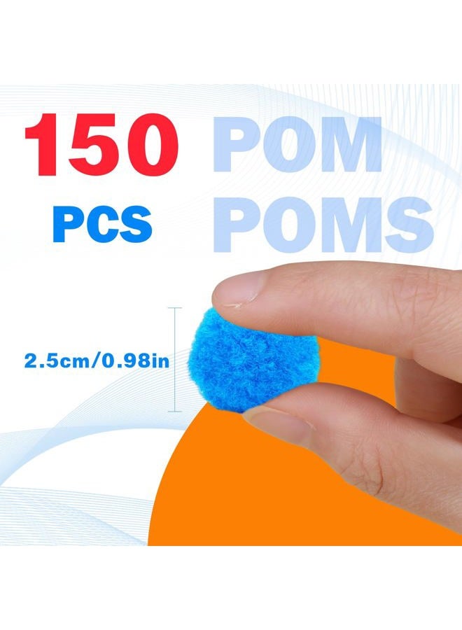 MORFEN 150 Pieces Pom Poms, 1 Inch Blue Craft Pom Poms, Fuzzy Pompom Puff Balls, Small Pom Pom Balls for DIY Arts and Crafts Projects, Home Decorations - Image 2