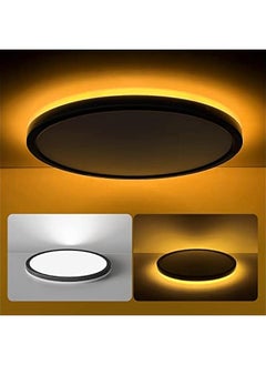 Arabest 12-Inch LED Black Flush Mount Ceiling Light Fixture with Night Light - 24W 2400LM - Dimmable Ceiling Light for Bedroom, Dining Room, Kitchen - Round - 3000K/4000K/5000K Selectable  - Image 1