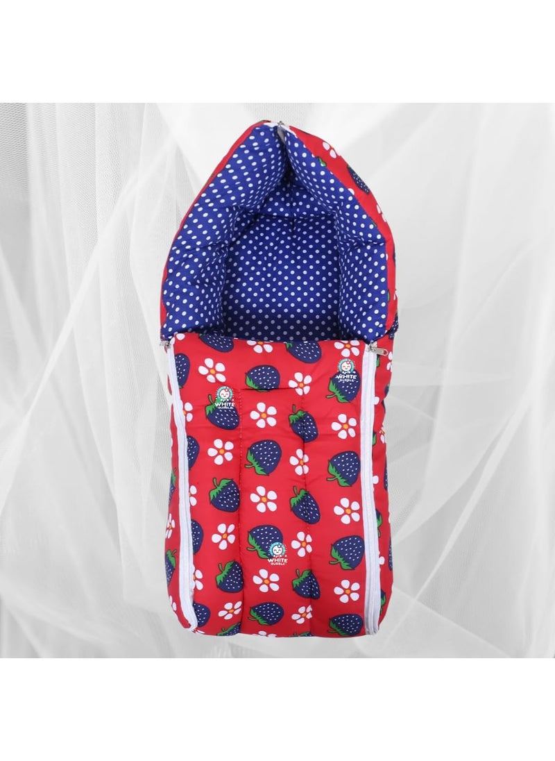 White Bubble White Bubble Baby Sleeping Bag Soft Cotton Swaddle Sack for Newborns Infants 06 Months Adorable Cherry Design Blue Red Adjustable Wearable Blanket Breathable Safe Sleep Red  - Image 1