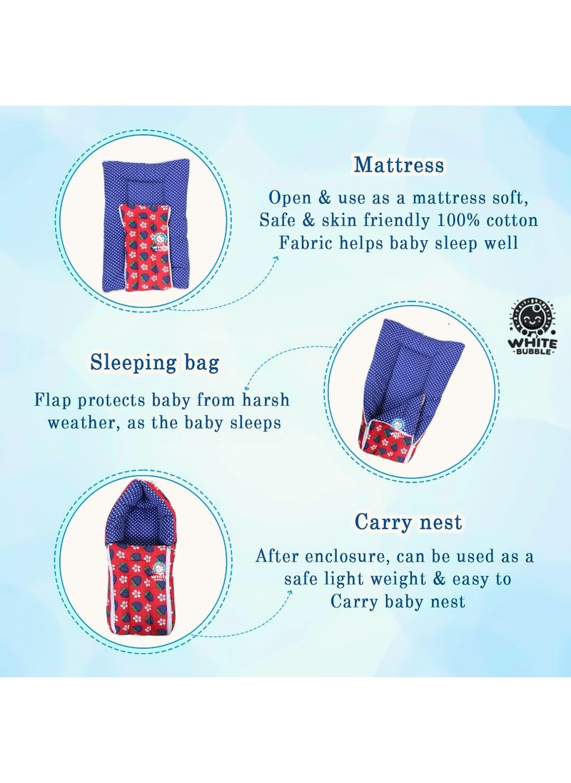 White Bubble White Bubble Baby Sleeping Bag Soft Cotton Swaddle Sack for Newborns Infants 06 Months Adorable Cherry Design Blue Red Adjustable Wearable Blanket Breathable Safe Sleep Red  - Image 5