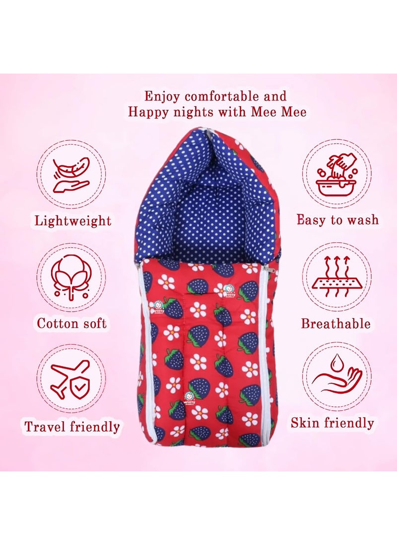 White Bubble White Bubble Baby Sleeping Bag Soft Cotton Swaddle Sack for Newborns Infants 06 Months Adorable Cherry Design Blue Red Adjustable Wearable Blanket Breathable Safe Sleep Red  - Image 3