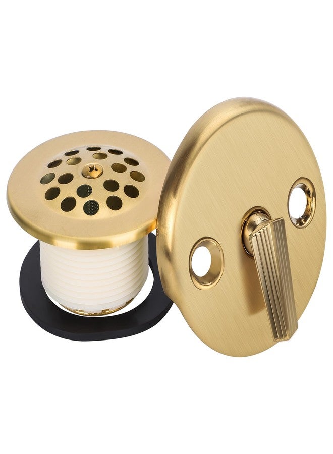 PRIMSOPH Trip Lever Overflow Faceplate Tub Drain Trim Kit with Linkage and Drain Strainer Cover Conversion Kit Assembly Universal Fine Coarse Thread Replacement Brushed Gold - Image 2