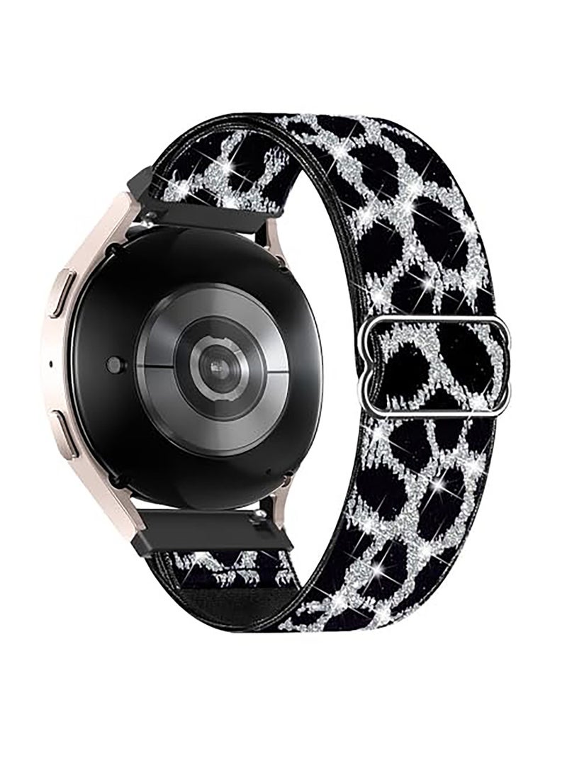 Strap Nylon Loop 20MM Band For Samsung Gear Sport/Watch6/Watch 4/Watch 5 /Watch 5 Pro /S2 classic/active 2 40mm 44mm/Amazfit GTS 2/3/ GTS 4/4 Mini/Bip 3/Pro/GTS 2 mini/GTS 2e/Bip U Silver Leopard