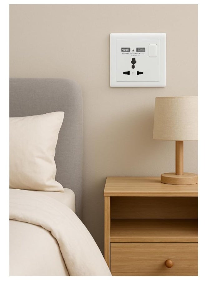 Universal Power Socket with Dual USB Charging Ports & Switch – Wall Mount Electric Outlet for Home, Office & Hotel – Multi Plug Adapter with Fast USB Charger & Safety Protection - Image 2