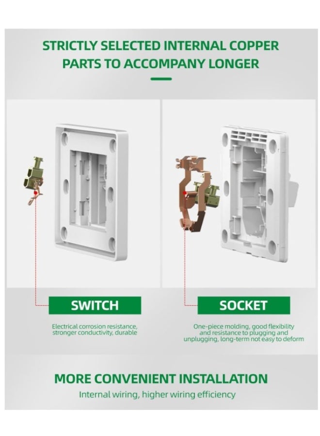 Universal Power Socket with Dual USB Charging Ports & Switch – Wall Mount Electric Outlet for Home, Office & Hotel – Multi Plug Adapter with Fast USB Charger & Safety Protection - Image 3