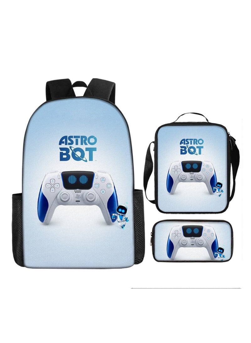 حقيبة ظهر مدرسية للأطفال ASTRO BOT مع صندوق غداء وحافظة أقلام 3 في 1 للأولاد والبنات - Image 1