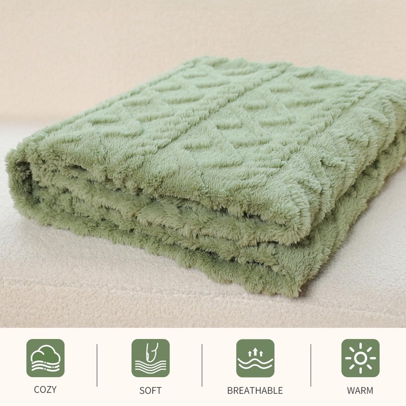 Aganear Fleece Blanket King Size - Lightweight Portable Plush Fuzzy Cozy Soft Blanket for Couch  Bed  Office  Breathable and Skin-Friendly Blanket for All Season Accessories(108""x90""  Sage Green) - Image 5