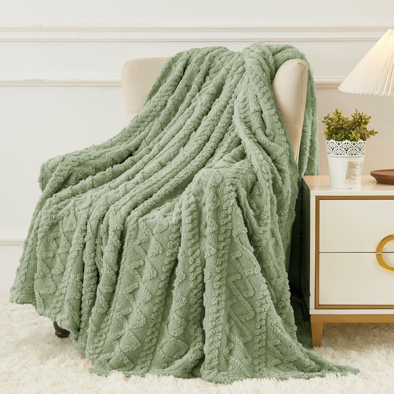 Aganear Fleece Blanket King Size - Lightweight Portable Plush Fuzzy Cozy Soft Blanket for Couch  Bed  Office  Breathable and Skin-Friendly Blanket for All Season Accessories(108""x90""  Sage Green) - Image 2