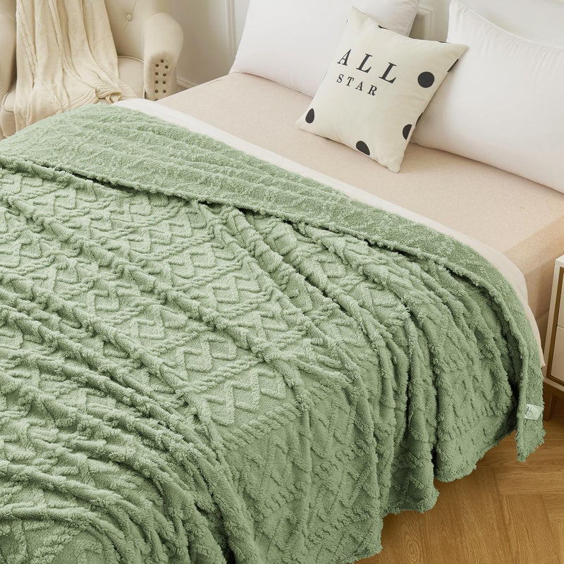 Aganear Fleece Blanket King Size - Lightweight Portable Plush Fuzzy Cozy Soft Blanket for Couch  Bed  Office  Breathable and Skin-Friendly Blanket for All Season Accessories(108""x90""  Sage Green) - Image 4