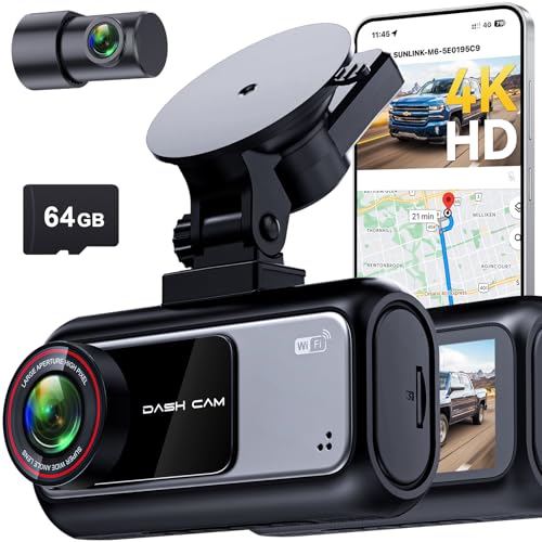 Pemacom Truck Dash Cam Easy-Steup: Dual Camera 4K Front and 2K Rear with Night Vision GPS WiFi Clear Captures Pickup Trucks License Plates - 72H Parking Monitoring for Daily Commute - Image 1