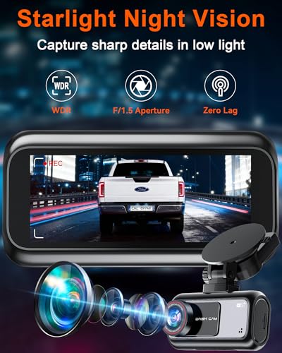 Pemacom Truck Dash Cam Easy-Steup: Dual Camera 4K Front and 2K Rear with Night Vision GPS WiFi Clear Captures Pickup Trucks License Plates - 72H Parking Monitoring for Daily Commute - Image 5