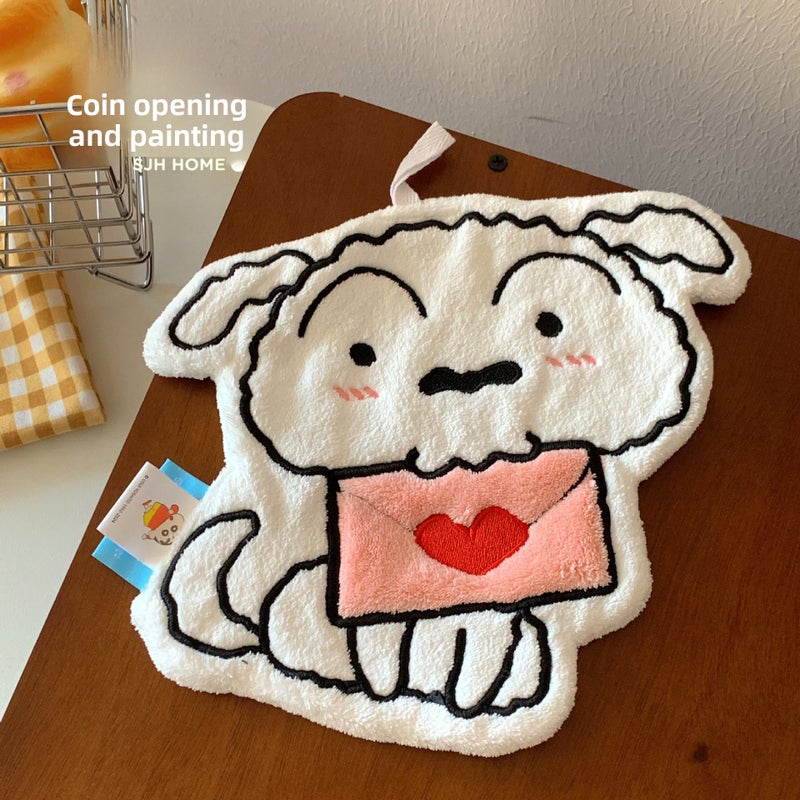 Crayon Small New Hand Towel Genuine Coral Fleece Cotton Absorbent Quick-drying Double Thickened Children's Hand Towel(Envelope small white [towel]], Genuine License) - Image 1