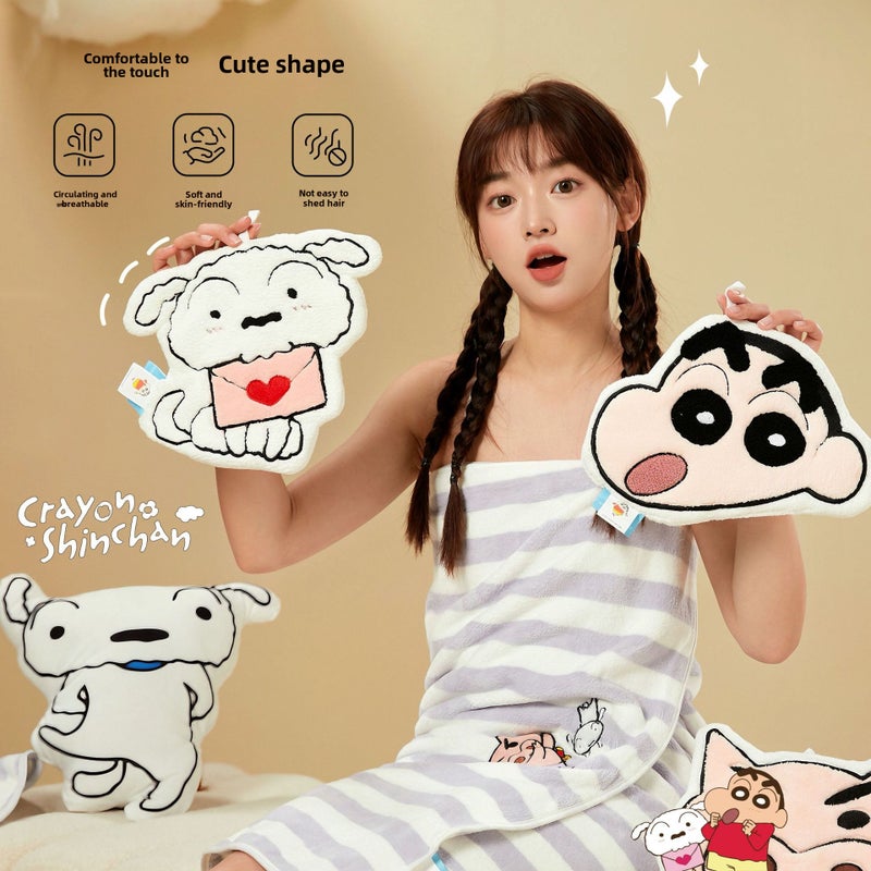 Crayon Small New Hand Towel Genuine Coral Fleece Cotton Absorbent Quick-drying Double Thickened Children's Hand Towel(Envelope small white [towel]], Genuine License) - Image 5