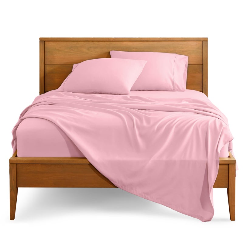 Bare Home Sheet Set - College Dorm Size - Luxury 1800 Ultra-Soft Microfiber Bed Sheets - Deep Pockets - Easy Fit - Extra Soft - 3 Piece Set (Twin XL, Light Pink) - Image 1