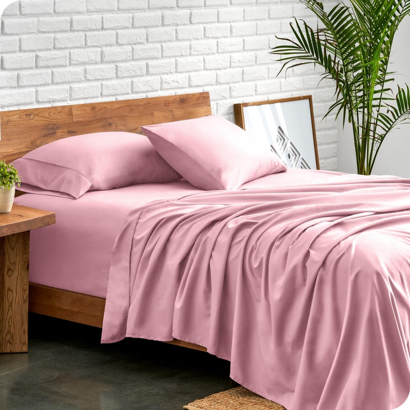 Bare Home Sheet Set - College Dorm Size - Luxury 1800 Ultra-Soft Microfiber Bed Sheets - Deep Pockets - Easy Fit - Extra Soft - 3 Piece Set (Twin XL, Light Pink) - Image 2