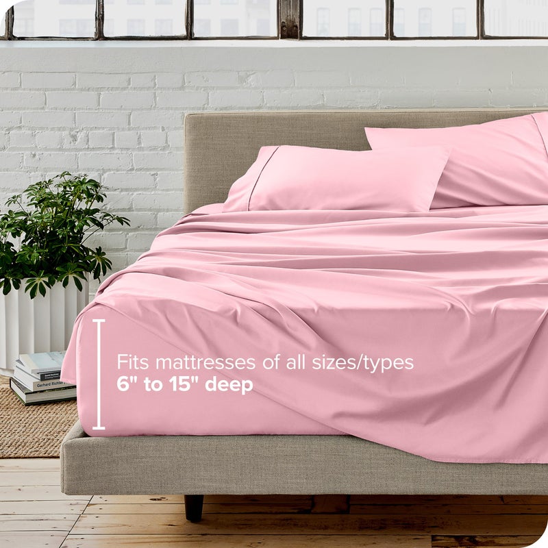Bare Home Sheet Set - College Dorm Size - Luxury 1800 Ultra-Soft Microfiber Bed Sheets - Deep Pockets - Easy Fit - Extra Soft - 3 Piece Set (Twin XL, Light Pink) - Image 5