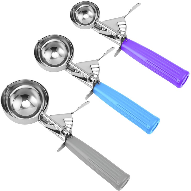 JUNADAEL J Ice Cream Scoop, Cookie Scoop Set, Incluede 1.2 OZ/ 2 OZ/ 4 OZ Scoop, Portion Control For Cookie Dough, Ice Cream, Cupcake, Muffin, Mashed Potatoes, Side Dish, Pancake - Image 1
