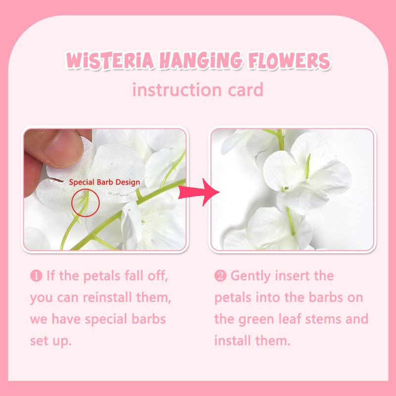 Luerbi Pink Wisteria Hanging Flowers  24 Pack Pink Flower Vines  Fake Pink Wisteria  3.77 Feet Pink Artificial Wisteria Flowers  Pink Hanging Wisteria Flowers Garland  Pink Flower Garland for Backdrop Decor - Image 4