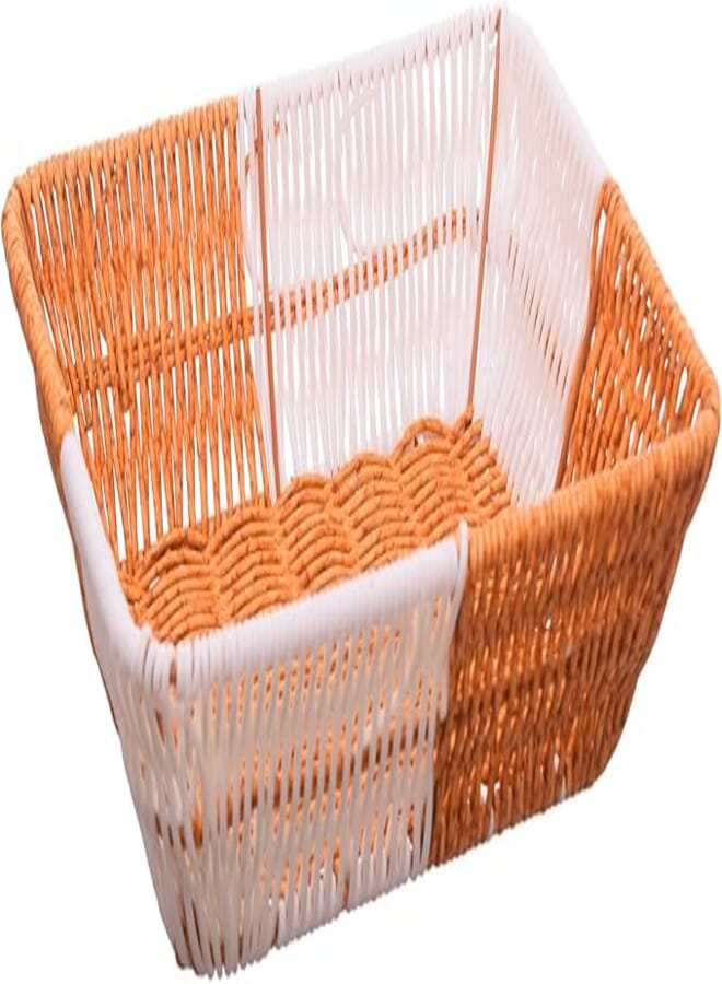 Wooden Rectangle Basket 21x27cm White and Beige