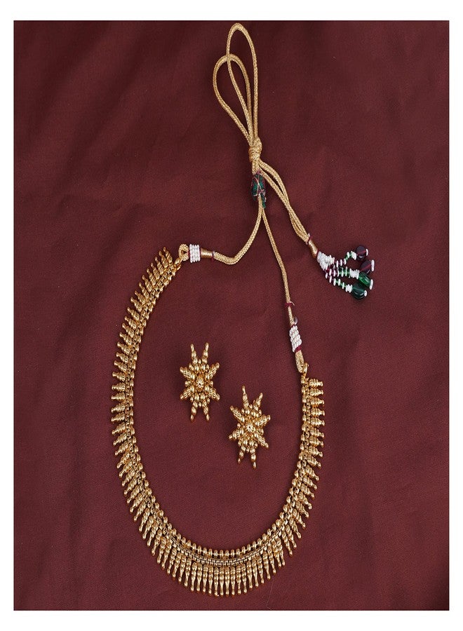 JFL - Jewellery for Less Traditional Gold Plated Divine Sun Rays Necklace Set with Earrings for Women.,Valentine - Image 2