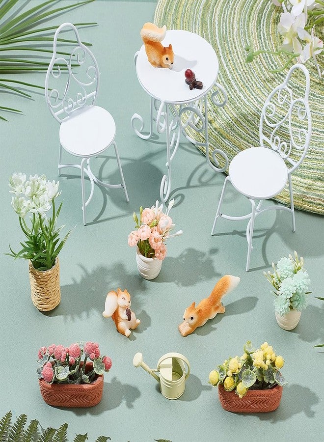 FREEBLOSS 13Pcs Dollhouse Furniture Set Miniature Patio Set with Mini Table Chairs Garden Plants Mini Squirrels Decor Doll House Furniture and Accessories Set - Image 5