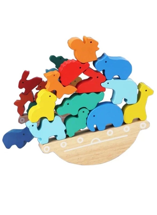 بيبي مكعبات بناء حيوانات خشبية متوازنة جديدة من بايبي، ألعاب تكديس وألعاب تعليمية لتطوير مهارات الأطفال، ألعاب وألعاب مصنوعة يدويًا، هدايا شخصية للأطفال من 2 إلى 3 4 سنوات