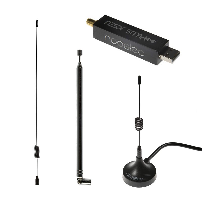 NooElec حزمة NESDR SMArTee v2 - RTL-SDR متميز مع Bias Tee مدمج، هيكل من الألمنيوم، 0.5PPM TCXO، مدخل SMA، قاعدة هوائي و 3 هوائيات. راديو معرف برمجي (SDR) يعتمد على RTL2832U و R820T2. - Image 1