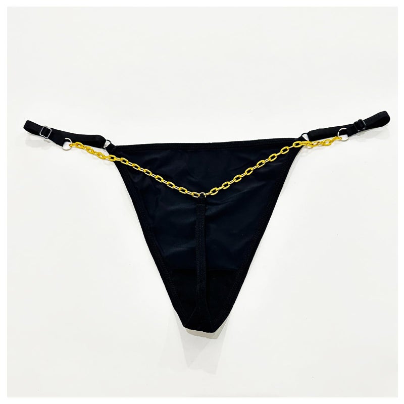 Rotaiboes Sexy Simple Thong Panties Jewelry Summer Beach Metal Chain Thong Adjustable Bikini Chain Thong Festival Rave G String Waist Body Jewelryfor Women (Gold) - Image 3