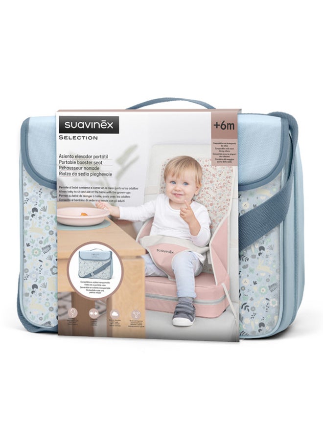 SUAVINEX Portable High Chair Baby Booster Seat +6M, Allow Baby to Sit & Eat at the Table with the Grown-Ups, Convertible into Bag with Harness Blue - Image 2