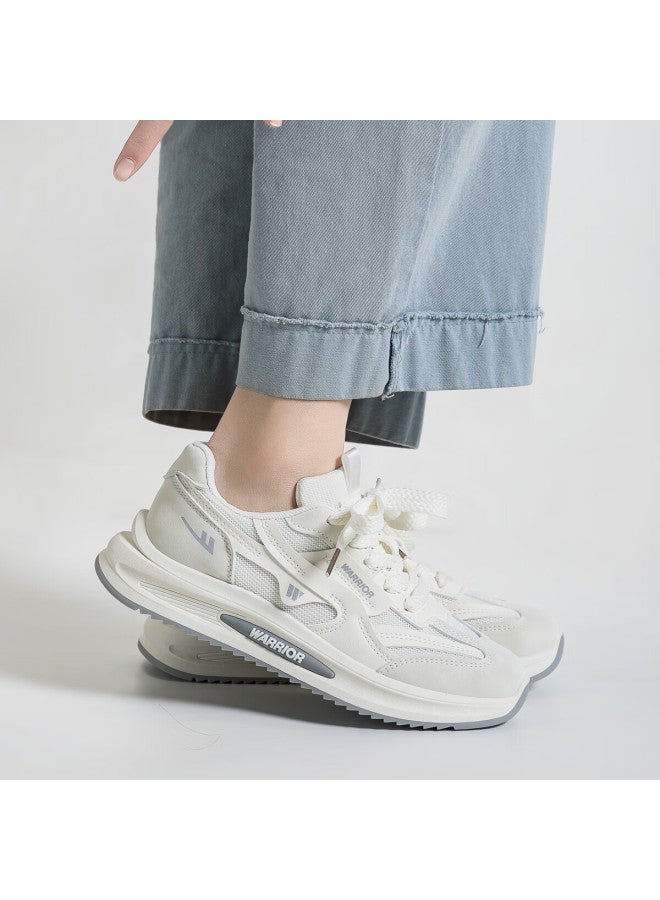 Pull Back Huili Women's Thick-soled White Sneakers, Casual Sports Shoes, Chunky Sneakers Wxyk972z, Light Gray , Size 36 - Image 2