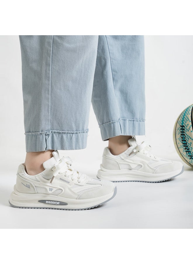 Pull Back Huili Women's Thick-soled White Sneakers, Casual Sports Shoes, Chunky Sneakers Wxyk972z, Light Gray , Size 36 - Image 1