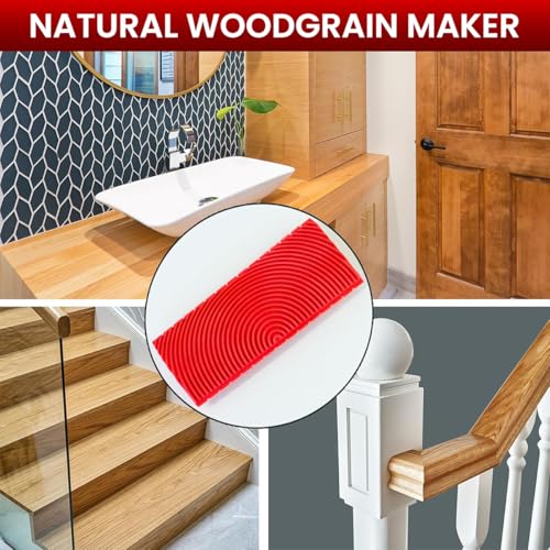 Serplex® 4Pcs Wood Grain Roller Tools Multi Sizes Graining Roller Tools Wood Grain Pattern Tools Wood Grain Comb Graining Tools for Woodworking, Painting, Furniture Finishing - Image 5