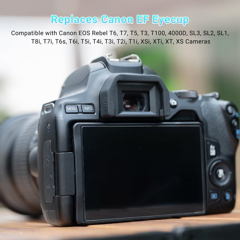 JJC 2-Pack Camera Eyecup Eyepiece Eye Cup for Canon EOS Rebel T6 T7 T5 T3 T100 4000D SL3 SL2 SL1 T8i T7i T6s T6i T5i T4i T3i T2i T1i XSi XTi XT XS Camera,Replaces Canon Ef Eyecup Eyepiece - Image 5