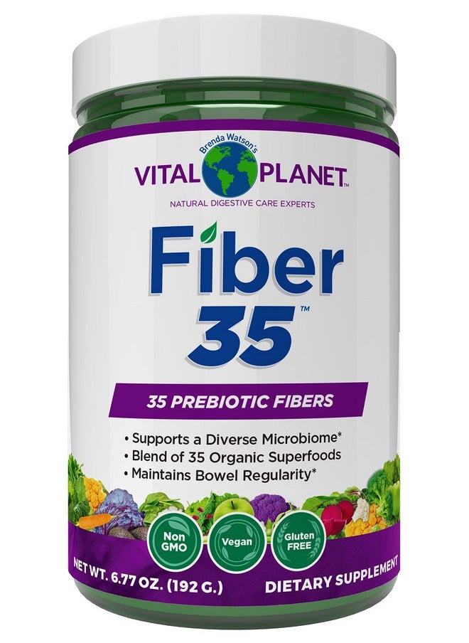Fiber 35 Powder Diverse Fiber Supplement For Dietary Support And Occasional Constipation With 35 Prebiotic Fibers And 35 Organic Superfoods To Maintain Bowel Regularity 6.77 Oz