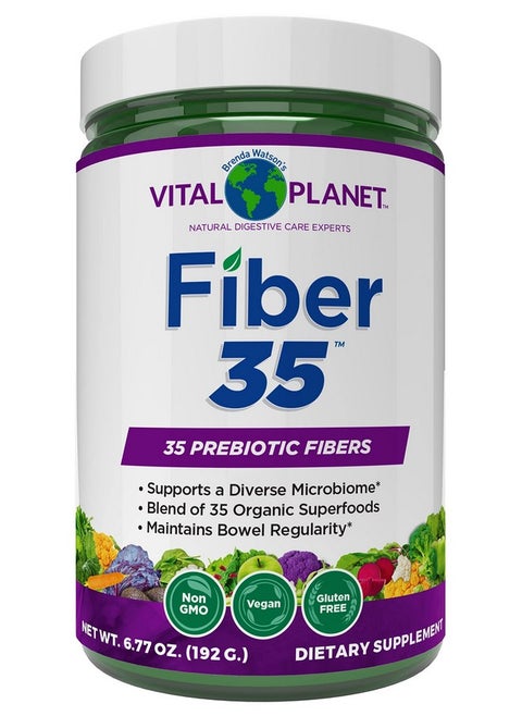 Fiber 35 Powder Diverse Fiber Supplement For Dietary Support And Occasional Constipation With 35 Prebiotic Fibers And 35 Organic Superfoods To Maintain Bowel Regularity 6.77 Oz