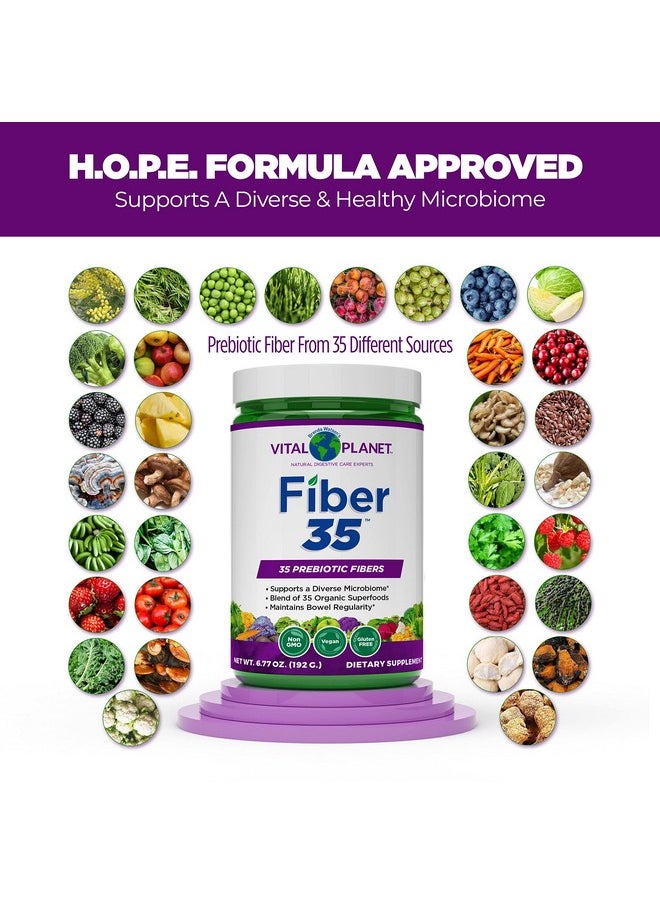 Fiber 35 Powder Diverse Fiber Supplement For Dietary Support And Occasional Constipation With 35 Prebiotic Fibers And 35 Organic Superfoods To Maintain Bowel Regularity 6.77 Oz