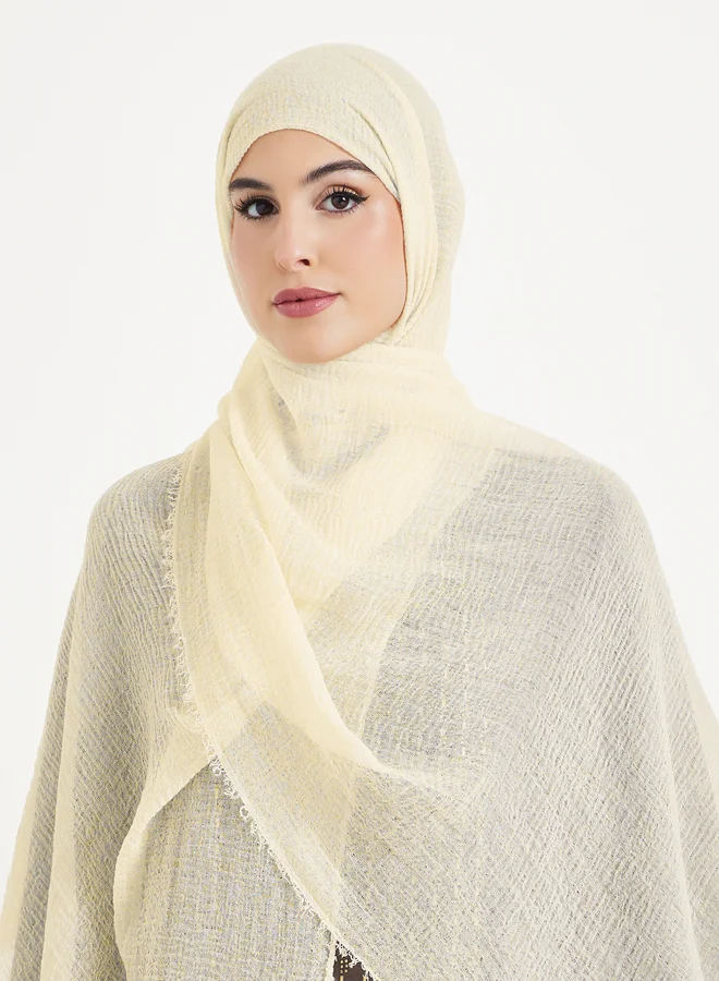 Amirah Cream Raw Edge Textured Hijab