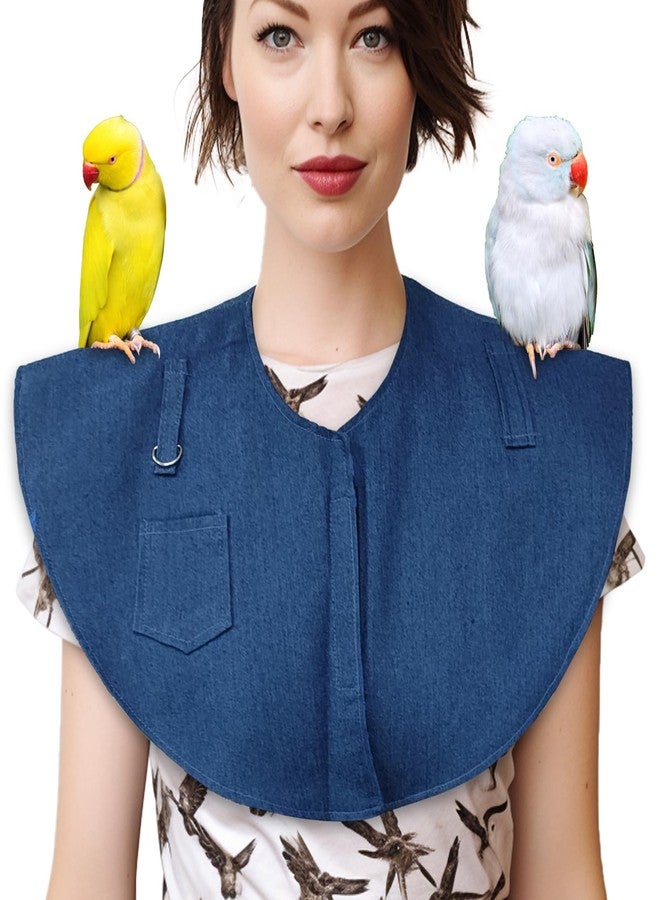 XQIGI Parrot Anti-Scratch Shoulder Protector, Hang Bird Anklet Toys, Multi Functional Pet Training Pad Poop Diaper Anti-bite Shawl for Parakeets Lovebirds Finches (Medium, Blue) - Image 1